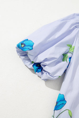 Blue Skies Bloom Floral Print Top
