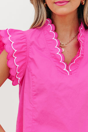 Sugar Pop Scallop Trim Top