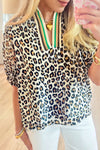 Wild Contrast Leopard Print Top