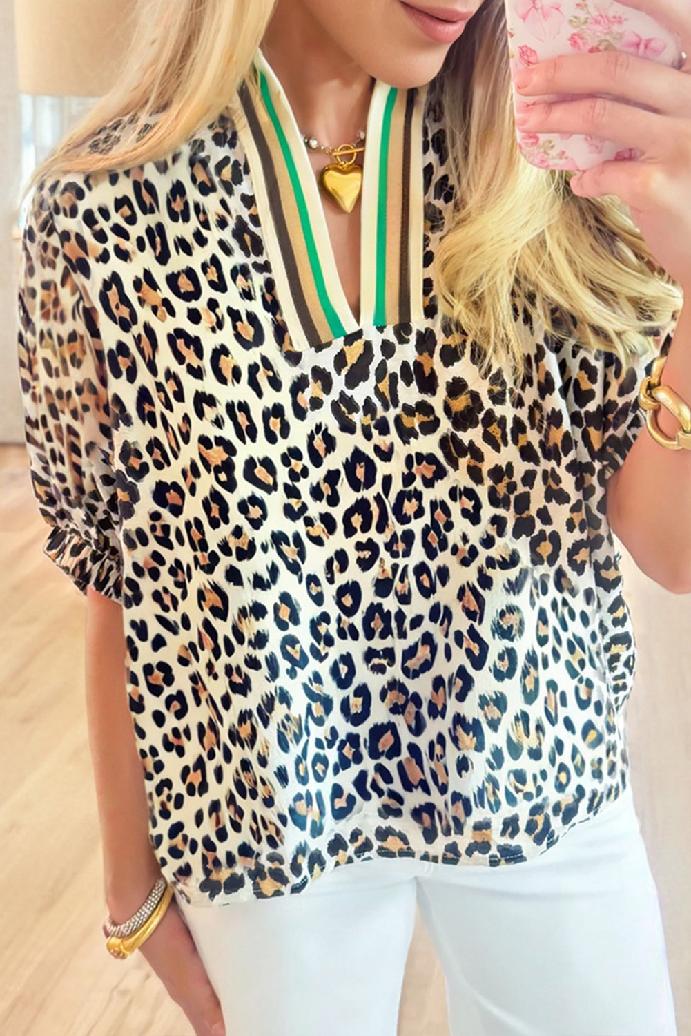 Wild Contrast Leopard Print Top