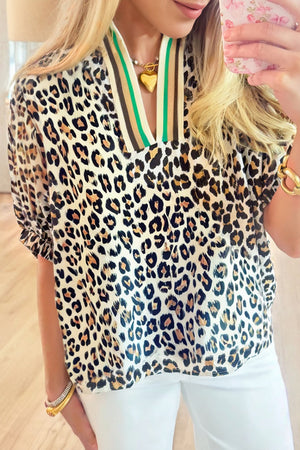 Wild Contrast Leopard Print Top