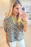 Wild Contrast Leopard Print Top