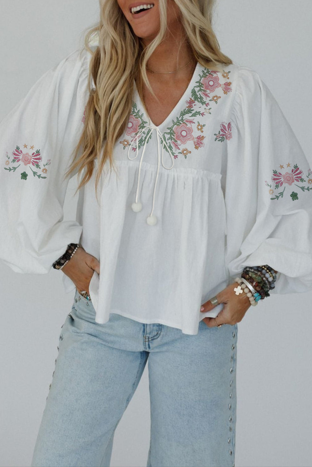 Bloom & Lace V-Neck Top