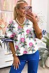 Knotted Blooms Floral Puff Sleeve Top