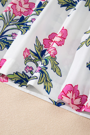 Knotted Blooms Floral Puff Sleeve Top