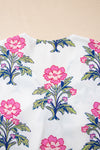 Knotted Blooms Floral Puff Sleeve Top