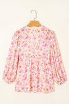 Blush & Bloom Floral Print Smocked Neck Top