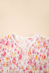 Blush & Bloom Floral Print Smocked Neck Top