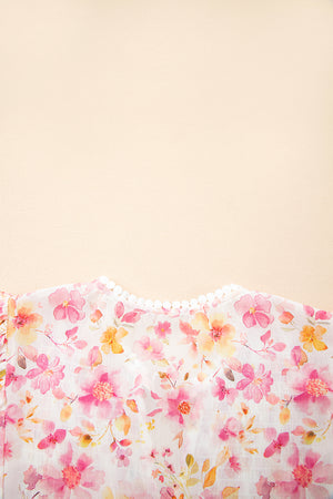 Blush & Bloom Floral Print Smocked Neck Top