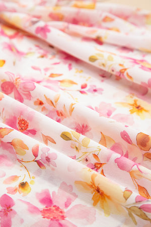 Blush & Bloom Floral Print Smocked Neck Top
