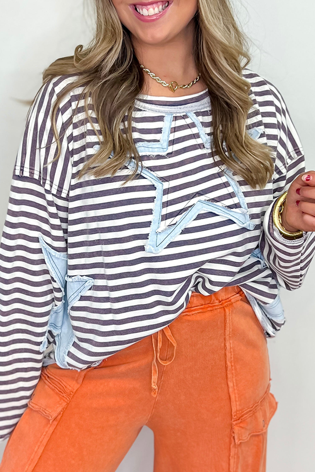 Starlight Stripes Gray Stripe Knit Top