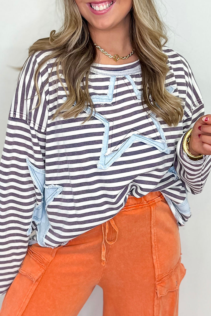 Starlight Stripes Gray Stripe Knit Top