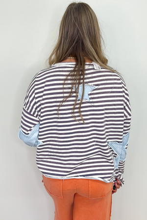 Starlight Stripes Gray Stripe Knit Top