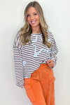 Starlight Stripes Gray Stripe Knit Top