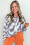 Starlight Stripes Gray Stripe Knit Top