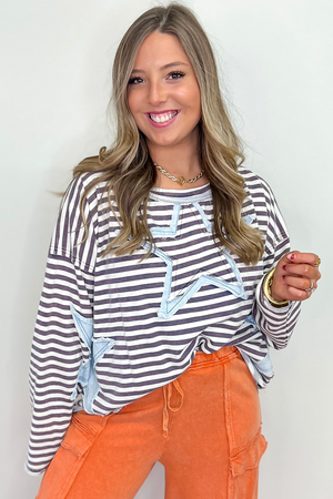 Starlight Stripes Gray Stripe Knit Top