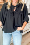 Everly Bow Tie Neck 3/4 Sleeve Top