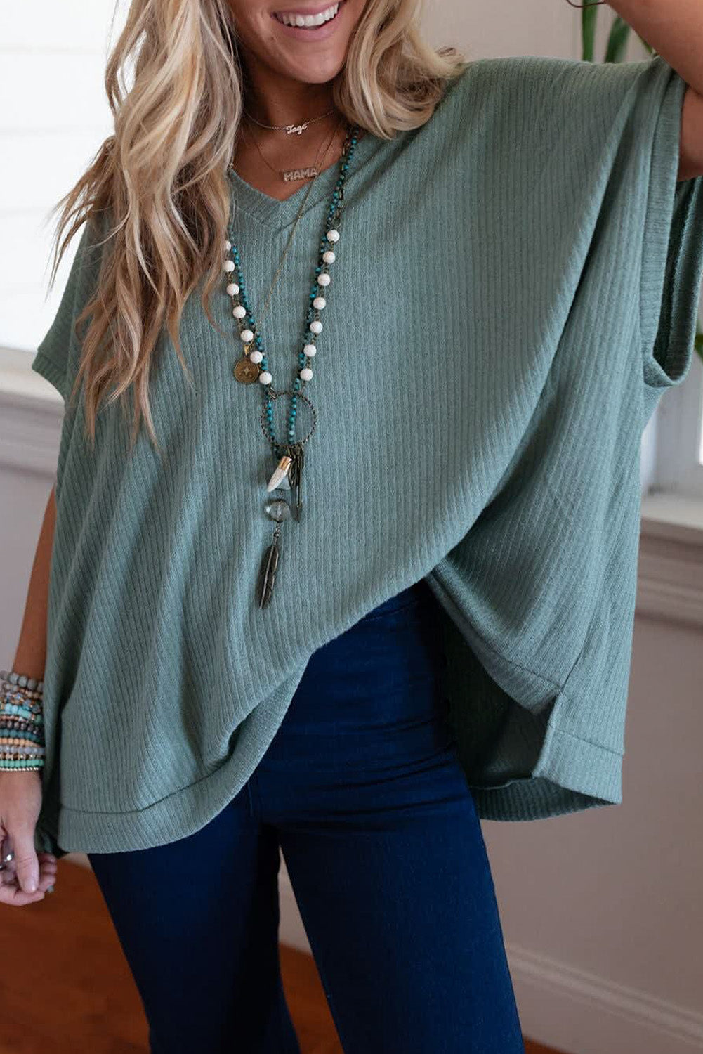 Moonlight Ease Oversized Ribbed Knit Top