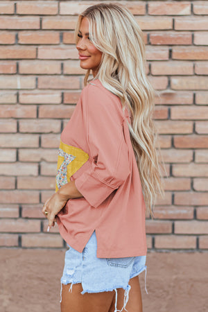 Stitched In Stars Rose Tan Starbust Mineral Wash Top