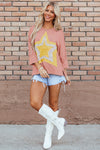 Stitched In Stars Rose Tan Starbust Mineral Wash Top