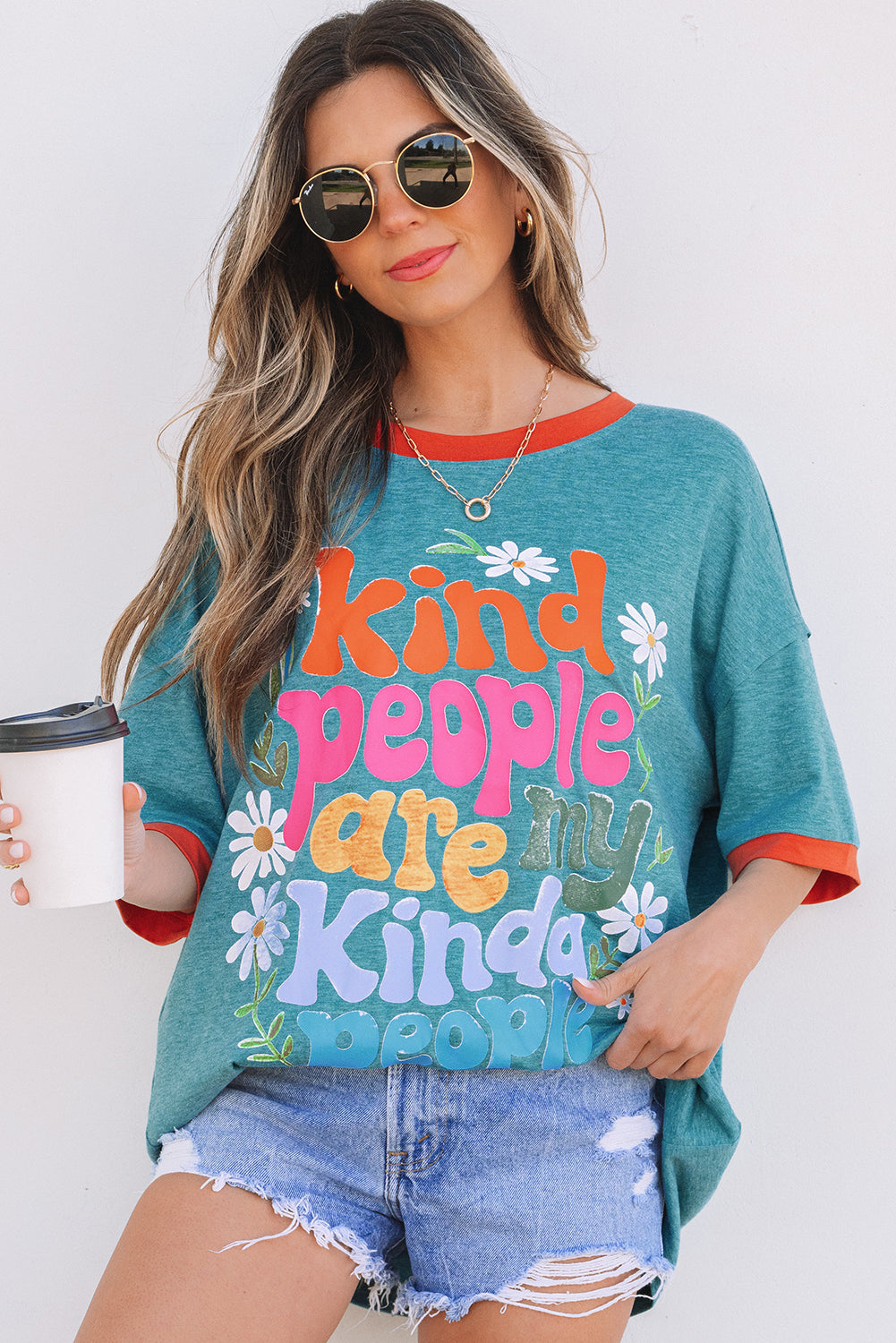 Kind People Are My Kind People Graphic Oversized Tee