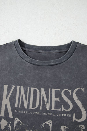 Kindness Butterflies Graphic Mineral Wash Loose Tee