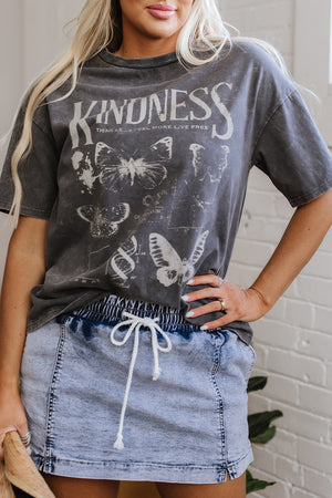 Kindness Butterflies Graphic Mineral Wash Loose Tee