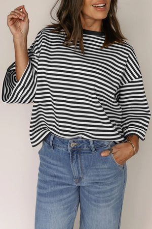 Stripes & Slay Black Bowknot Cutout Back Tee