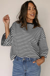 Stripes & Slay Black Bowknot Cutout Back Tee