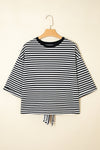 Stripes & Slay Black Bowknot Cutout Back Tee