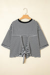 Stripes & Slay Black Bowknot Cutout Back Tee