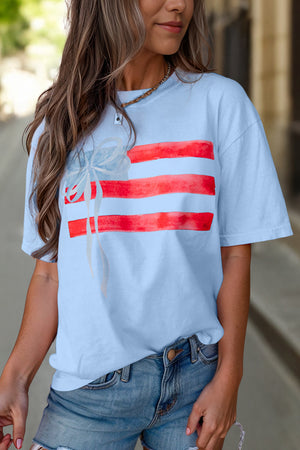 Bows & Stripes Flag Bow Graphic Crewneck Tee