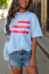 Bows & Stripes Flag Bow Graphic Crewneck Tee