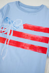 Bows & Stripes Flag Bow Graphic Crewneck Tee