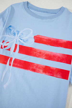 Bows & Stripes Flag Bow Graphic Crewneck Tee