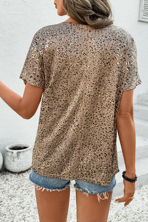 Golden Glimmer Shimmer Leopard Top