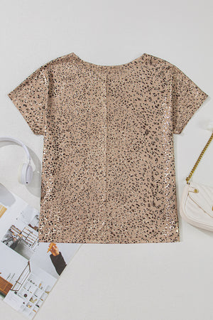 Golden Glimmer Shimmer Leopard Top