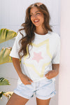 Star Stitched Patched Loose Fit Top