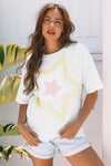 Star Stitched Patched Loose Fit Top
