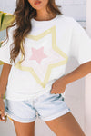Star Stitched Patched Loose Fit Top
