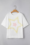 Star Stitched Patched Loose Fit Top