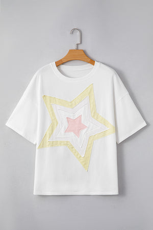 Star Stitched Patched Loose Fit Top