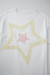 Star Stitched Patched Loose Fit Top