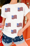 Born To Sparkle Sequin American Flag Patched Tee