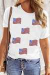 Born To Sparkle Sequin American Flag Patched Tee