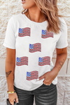 Born To Sparkle Sequin American Flag Patched Tee