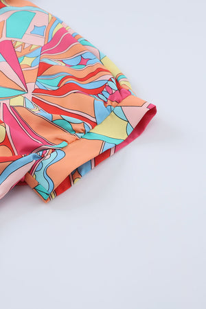 Paint The Town Abstract Geometry Button-Up Top