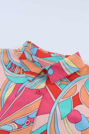 Paint The Town Abstract Geometry Button-Up Top