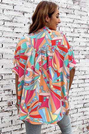 Paint The Town Abstract Geometry Button-Up Top