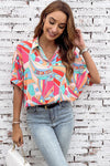 Paint The Town Abstract Geometry Button-Up Top